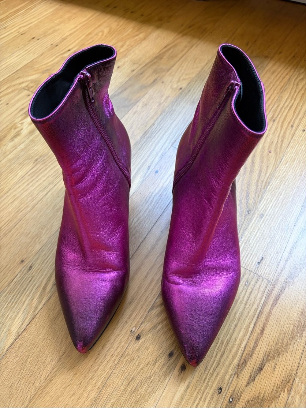 Italian Strategia Metallic Pink Pointed-Toe Ankle Boot
